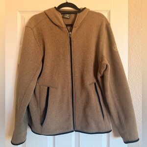 Aigle Men's Tan/Brown Zip Up Sweater Sweatshirt Hoodie Size Large EUC
